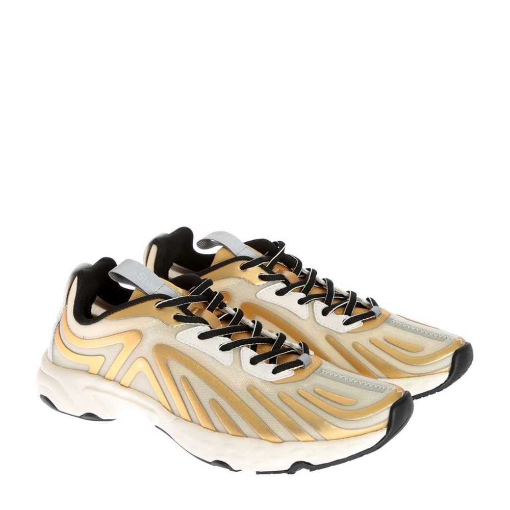 Acne Studios N3W Metallic Sneakers in Off White Gold Beige